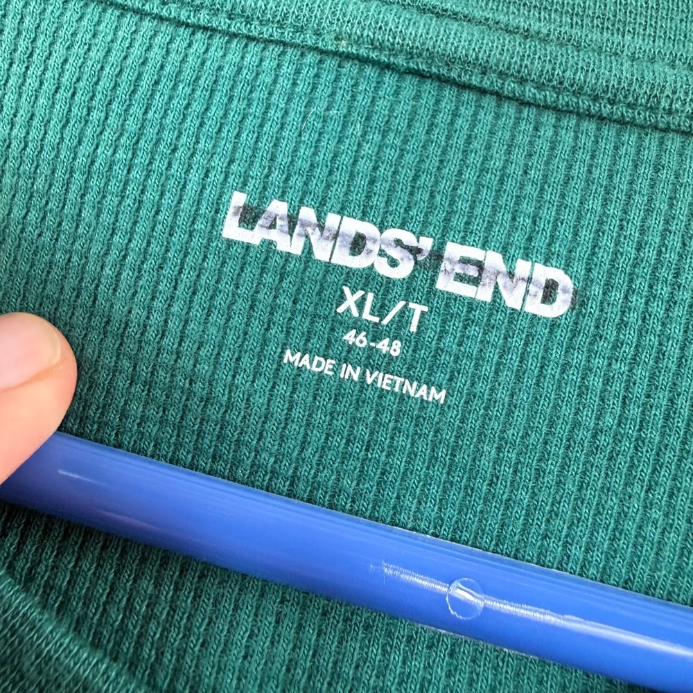 Lands End Mens XL/T Teal Green Waffle Knit Long Sleeve Henley Shirt 46 48 Tall - Picture 8 of 11
